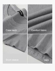 JMIERR Men Slim T Shirt Crew Neck Short Sleeve Gray Comfort Fabric Moisture Wick