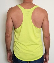 YMLA Men’s Medium Neon Yellow Racerback Tank Top NEW