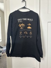 VANS Off the Wall Black Long Sleeve T-Shirt Size L, 100% Cotton