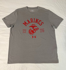 Under Armour HeatGear US Marines 1775 Graphic Tee Gray Crew Neck – Large