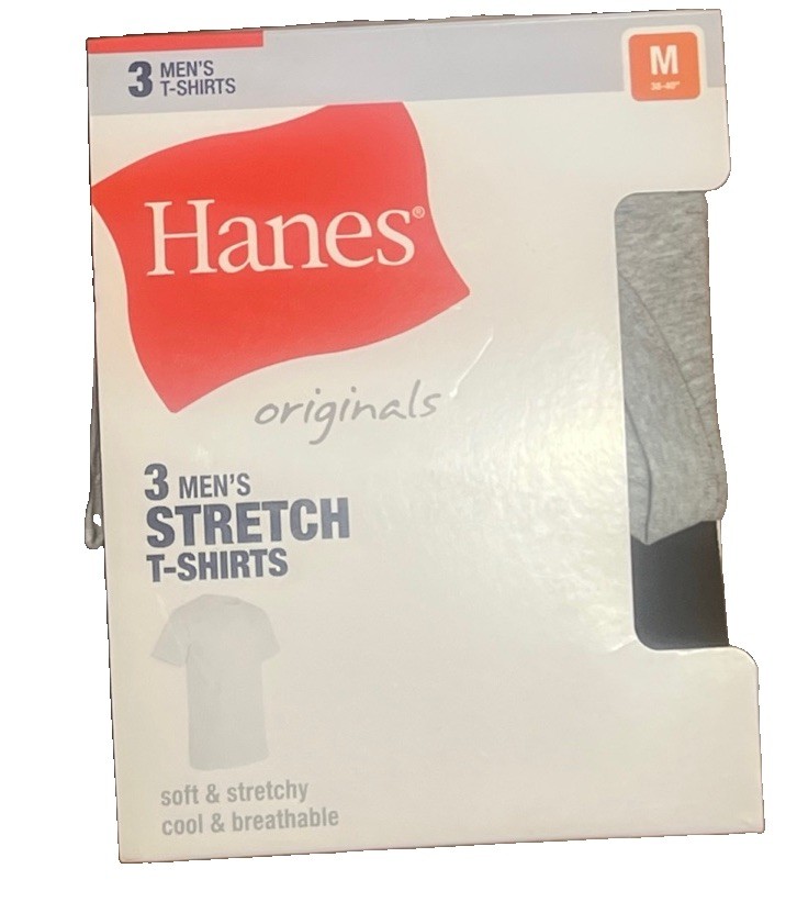 New 3 Mens Hanes Stretch Crew Neck Supersoft T-Shirts Size Medium Undershirts