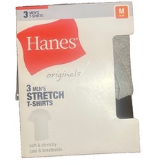 New 3 Mens Hanes Stretch Crew Neck Supersoft T-Shirts Size Medium Undershirts