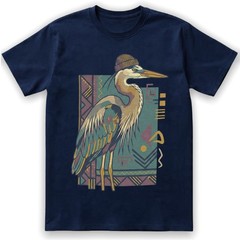 Hipster Heron Bird T-Shirt Beanie Hat Geometric Abstract Art Nature Gift