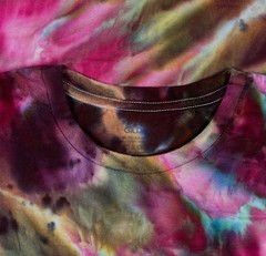 Handmade Ice Tie Dye T-Shirt XL Mens Womens Soft Cotton Plum Green Rolled