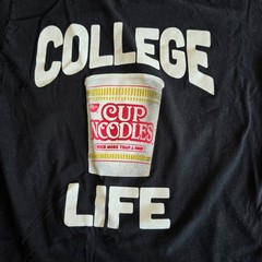 College Life Cup of Noodles Black Shirt by Tee Luv Adult Size Large