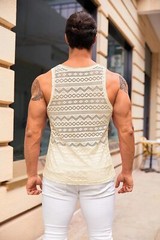 Mens Mesh See Through Tank Top Sleeveless Muscle Fit Sexy Vest Shirt