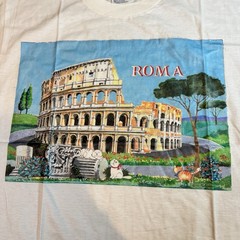 vintage roma rome colosseum t shirt cat art artist italy XL white single stitch