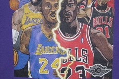 Vintage Lakers vs Bulls NBA T Shirt Hanes Beefy-T M Purple Kobe Jordan Shaq
