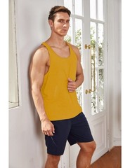 Men’s 3 Pack Cotton Performance Classic Tank Tops (Medium Blue/Red/Yellow)