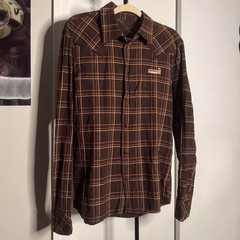 Diesel Brown plaid button-up shirt with a western vibe M/L