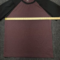 Orvis Mens Large L Raglan Baseball Shirt Long Sleeve Crew Neck Burgundy Black