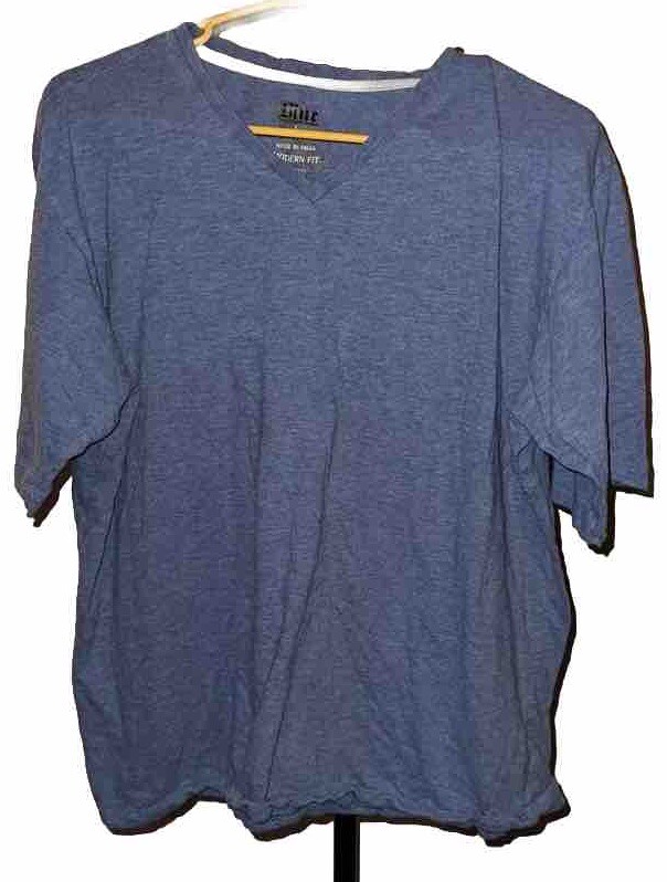 Blue Modern Fit Large 100% Cotton V-Neck T-Shirt