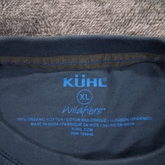 KUHL Wildfibre Mountain Lines T-Shirt Mens XL Blue Crew Neck Organic Cotton