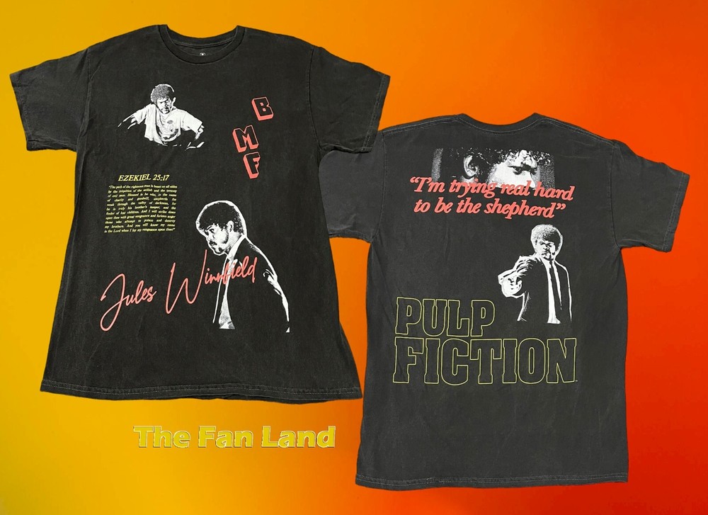 New Pulp Fiction 2 Sided Samuel L. Jackson Jules 1994 Mens Vintage T-Shirt