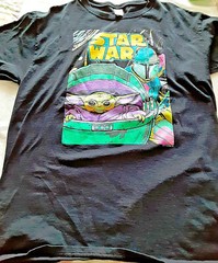 Star Wars Mandolorian Baby Yoda Adult T Shirt Size Large Star Wars Grogu Mens
