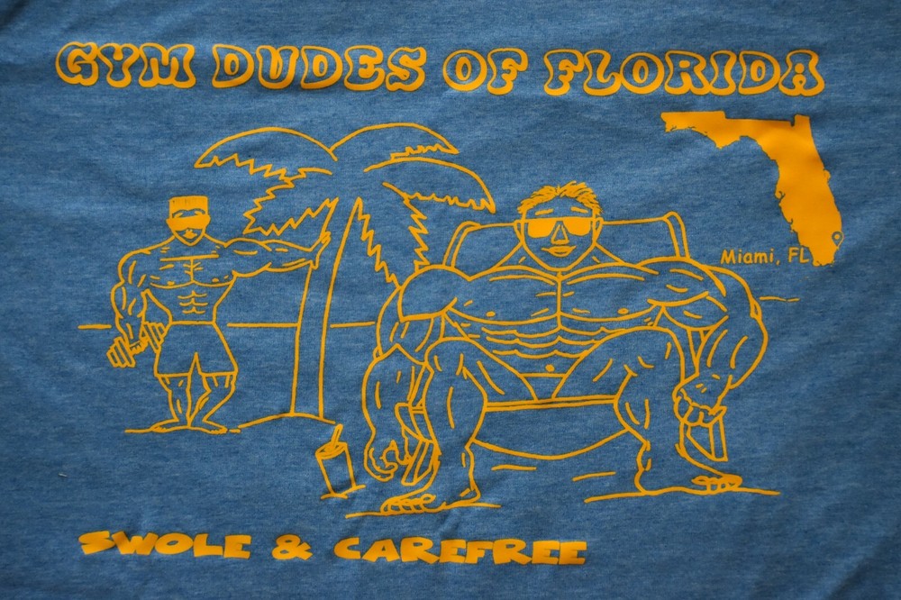 Gym Dudes of Florida Workout Muscle Bodybuilding Royal / Vintage Gold T-Shirt