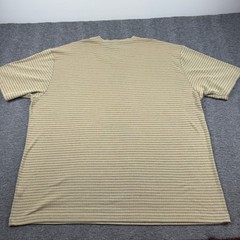 Claiborne V-Neck Shirt Men’s XL Tan Horizontal Micro Stripe Short Sleeve Cotton