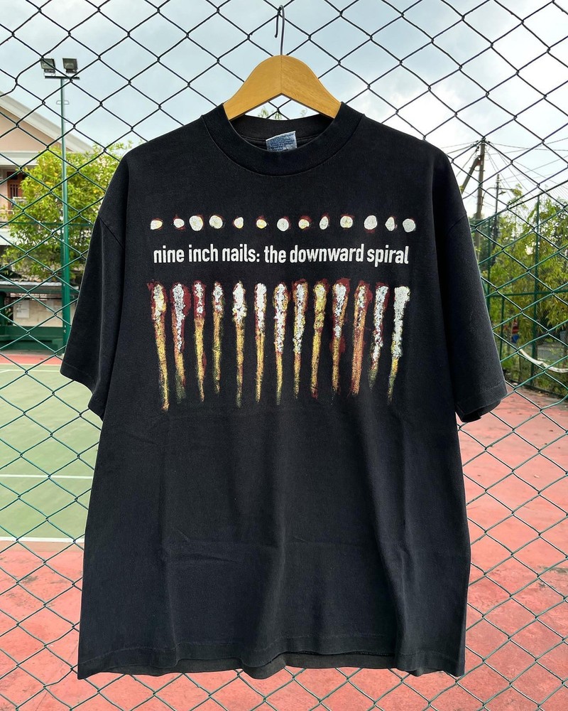1994 Nine inch nails The downward spiral T-shirt black tee Remake NH15793