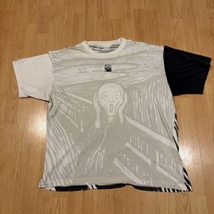 Vintage 1992 Edvard Munch The Scream Black White All Over Print Art Tee Size XL