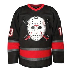 Friday The 13th Jason Voorhees Mask Hockey Jersey Movie Horror Black Large