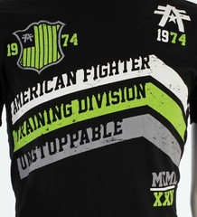 AMERICAN FIGHTER Corner Black Neon Green Athletic Mens Crewneck T-shirt S-3XL