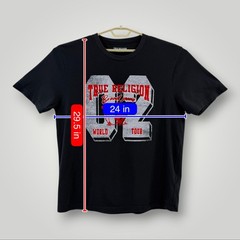 True Religion Shirt Mens 3XL Black World Tour 02 Graphic Tee Brand Jeans Music