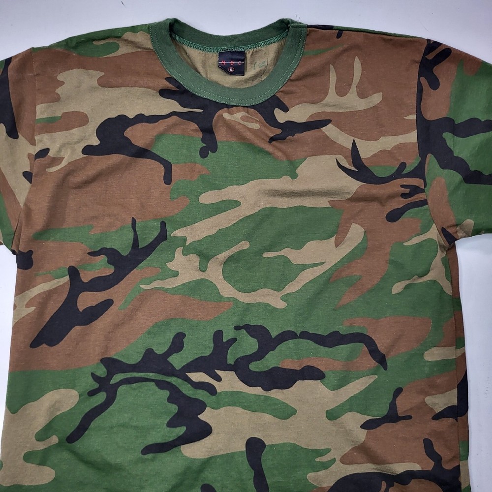 Woodland Camo T Shirt XL Military Style Camouflage Cotton Tee USA