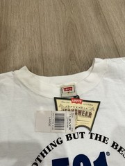 NWT VTG 90s LEVIS 501 Promo Genuine USA Made Jeans White Tee T-Shirt Mens Large