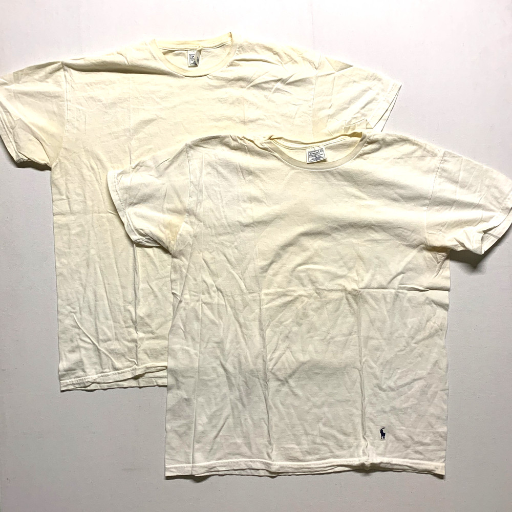 Lot of 2 VTG Polo Ralph Lauren Cream Shirts XL 0 Combed Cotton USA Components