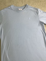 Champion Mens Crew Neck Baby Blue Short Sleeve Cotton Logo T-shirt Medium