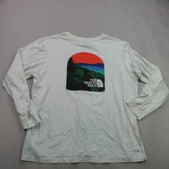 The North Face Men’s XXL Long Sleeve T-Shirt White Green Logo Graphic Tee Cotton