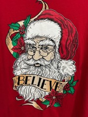 Holiday Time Santa Graphic Red Christmas T-Shirt Size Medium Americana Retro