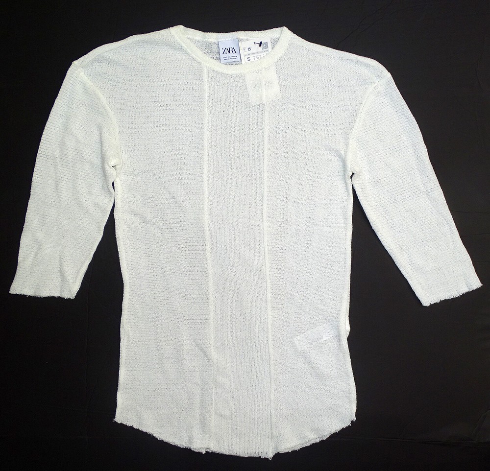 ZARA 3/4 Mid Sleeve GAUZE KNIT Fabric LIGHTWEIGHT SWEATER Sweatshirt Shirt / S