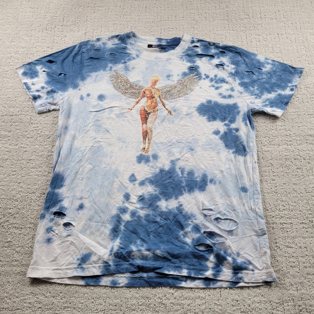 Imperious Shirt Mens XL Blue Tie Dye Angel Graphic Rhinestone Tee Cotton
