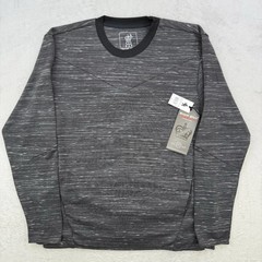 Royal Blue Shirt Mens Long Sleeve T-Shirt Charcoal Marled Zippers Tee Large