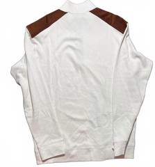 Cremieux Men’s Large Long Sleeve Henley Shirt Cream Brown Panel