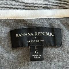 Banana Republic Men’s Dress Crew T Shirt Tee Size Large Gray Striped Minimalist