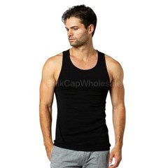 Men’s Tank Top 100% Cotton Black Grey A-Shirt Wife Beater Undershirts Size S-3XL