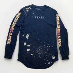 Civil Regime Through Hell & Back Long Sleeve T Shirt Mens SZ M Black Bleach Wash