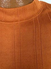 Vintage 90s Y2K Ribbed Shirt Men Large Silky Stretchy Polyester Burnt Orange