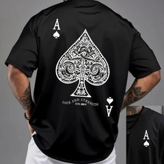 Summer Men’s 100% Pure Cotton Casual Sports Loose Oversized Retro Spade Printed