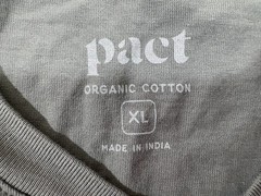Pact Mens V neck Gray Green Short Sleeve Organic Cotton T-shirt Tee Casual Sz XL
