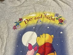 Vintage Disney Winnie The Pooh Sleep Shirt OSFA Day & Night READ STAINED Piglet