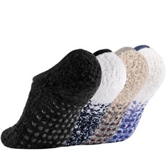 4 Pairs Slipper Socks for Women, Grippers Non Slip Fuzzy Socks with Grip Hosp…