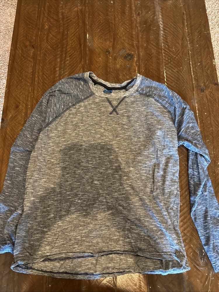 Men’s Highland Gray And Blue Long Sleeve Tee Size Medium