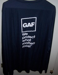 GAF Roofing 100% Polyester 3XL Tee by Team 365 T-Shirt (Back-Logo, Front-Plain)