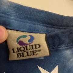 Vintage Liquid Blue Tie Dye All Over Print T Shirt L Mens American Flag USA