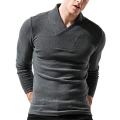 Zonbailon men’s T-shirt solid color warm thickened bottomed shirt long sleeve