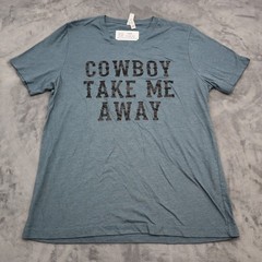 Bella Canvas Shirt Mens L Heather Cowboy Take Me Away Printed Vneck Casual Tee