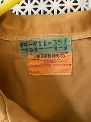 Vintage 70s Uniform Mfg Co Work Shirt Mens S Brown Gas Station Mechanic Shirt